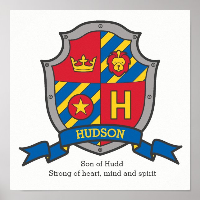Pôster Nome dos rapazes Hudson que significa escudo herál (Frente)