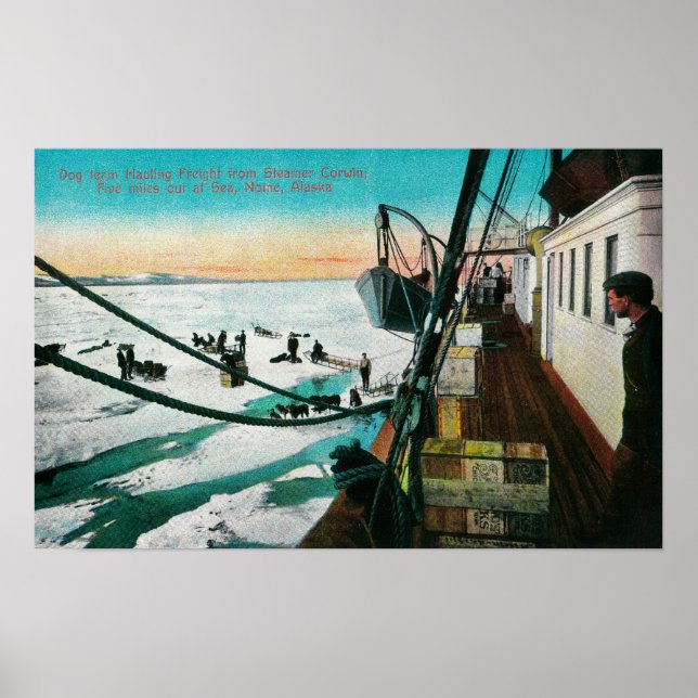Poster Nome, Navio a vapor do Alasca, Descarregamento de  (Frente)