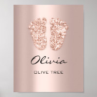 Nome Olivia Significa Novo Rosa De Pé De Bebê Pres