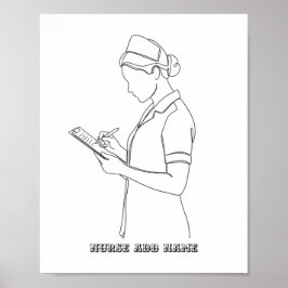 Poster Nome Personalizado Arte de Linha de Prancheta de E