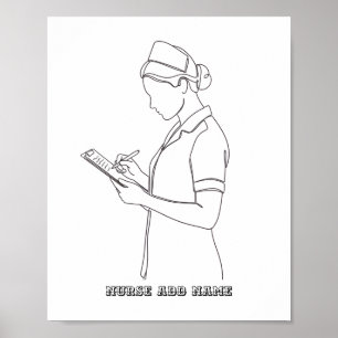 Poster Nome Personalizado Arte de Linha de Prancheta de E