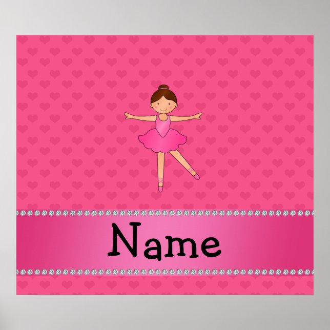 Pôster Nome personalizado bailarina cor-de-rosa (Frente)