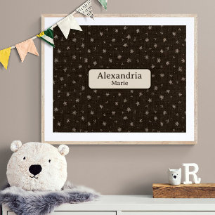Poster Nome Personalizado Bebê Moody País Marrom Decoraçã