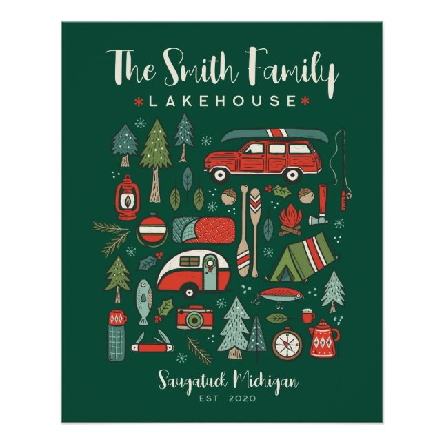 Pôster Nome Personalizado Camping Natal (Frente)