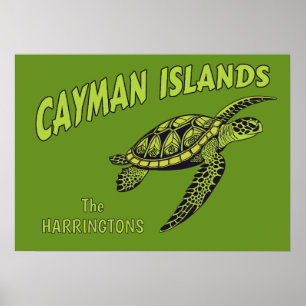 Poster Nome Personalizado Cayman Islands Sea Turtle