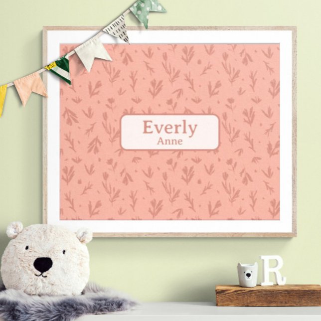 Poster Nome Personalizado Cor-de-Rosa Decorar Sala de Men (Customize name! Shown with white mat and wood frame. (you will receive print only) Thank you!)