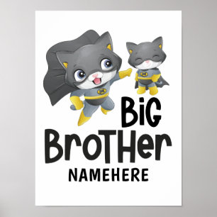 Poster Nome Personalizado da Ilustração de Gato Super H