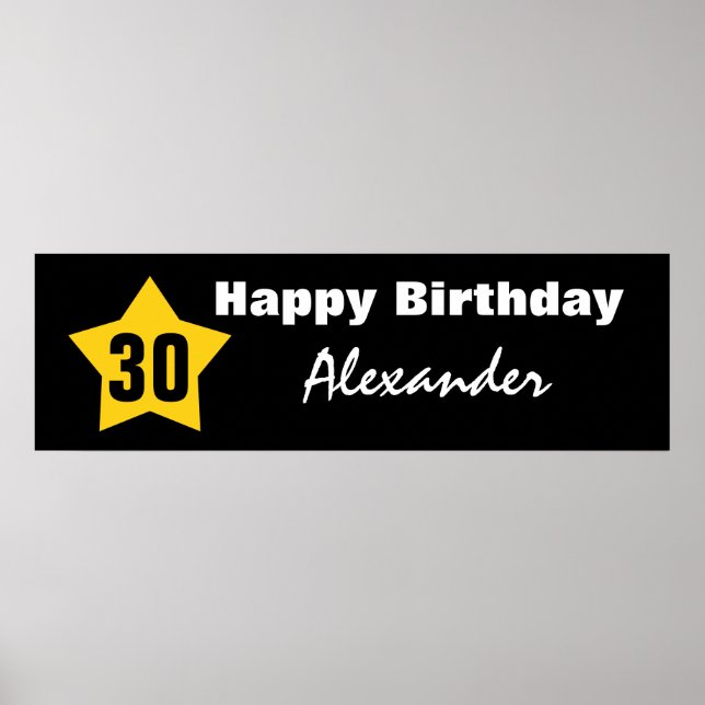 Pôster Nome Personalizado de Banner Big Star aniversário  (Frente)