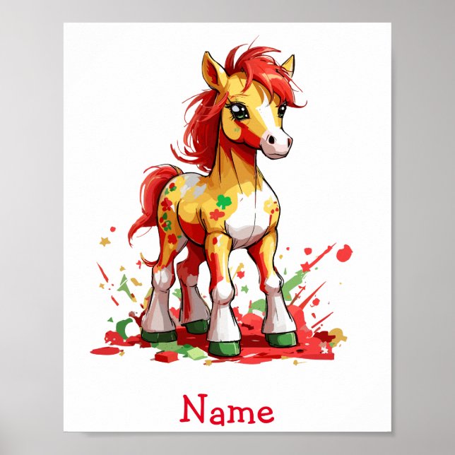 Poster Nome Personalizado de Cavalo Bebês Cujo Canto (Frente)