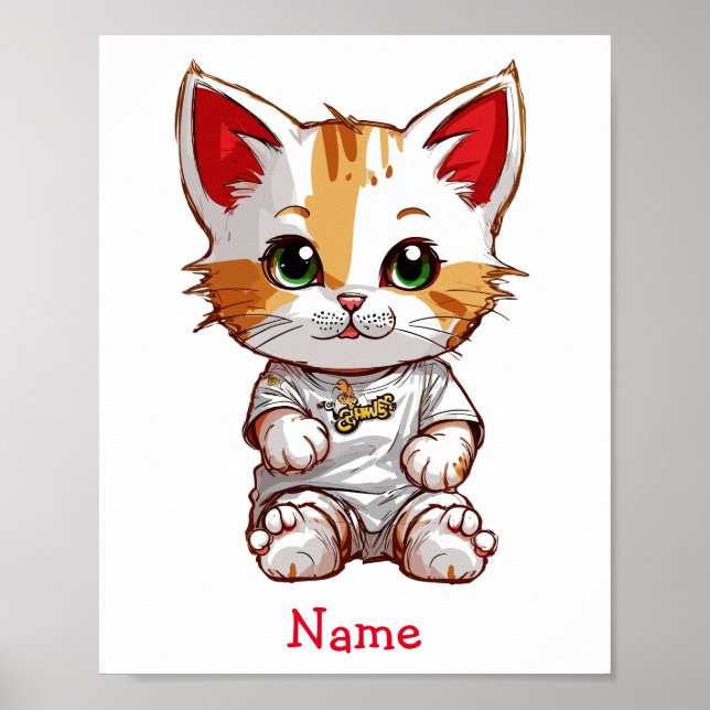 Poster Nome Personalizado de Gato de Bebê Cugado (Frente)