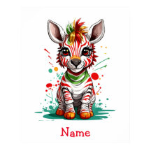 Nome Personalizado de Zebra Bebê Cura