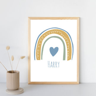 Poster Nome personalizado do bebê Rainbow Nursery Wall