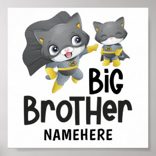 Poster Nome Personalizado do Gato Super Herói do Big Bro