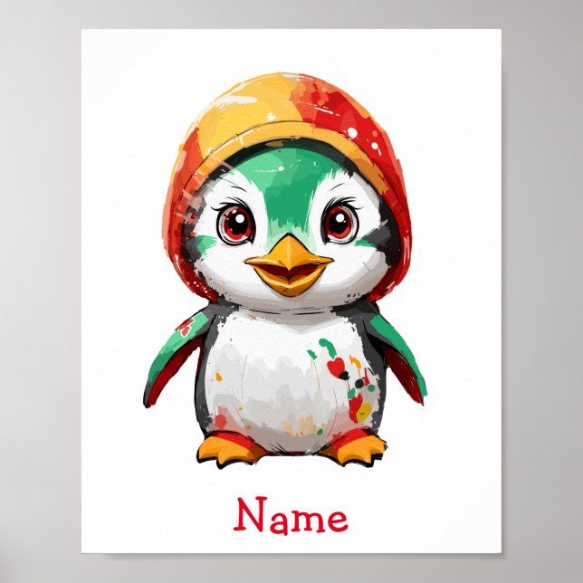 Poster Nome Personalizado do Pinguim-Bebê-Cujo (Frente)