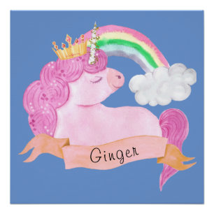 Pôster Nome Personalizado do 🌈 Rainbow Unicorn