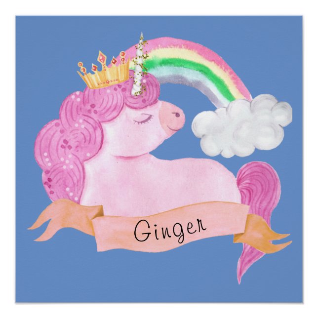 Pôster Nome Personalizado do 🌈 Rainbow Unicorn (Frente)