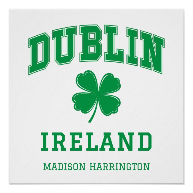 Pôster Nome personalizado Dublin Irlanda (Frente)