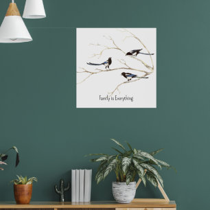 Poster Nome personalizado Família Magpie Bird é tudo