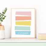 Poster Nome Personalizado Formas Modernas Simples de Past<br><div class="desc">Forma e faixas simples personalizadas de Pastel moderno</div>