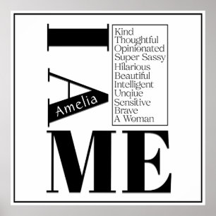 Poster Nome Personalizado I Am Me Female Empowerment Blac