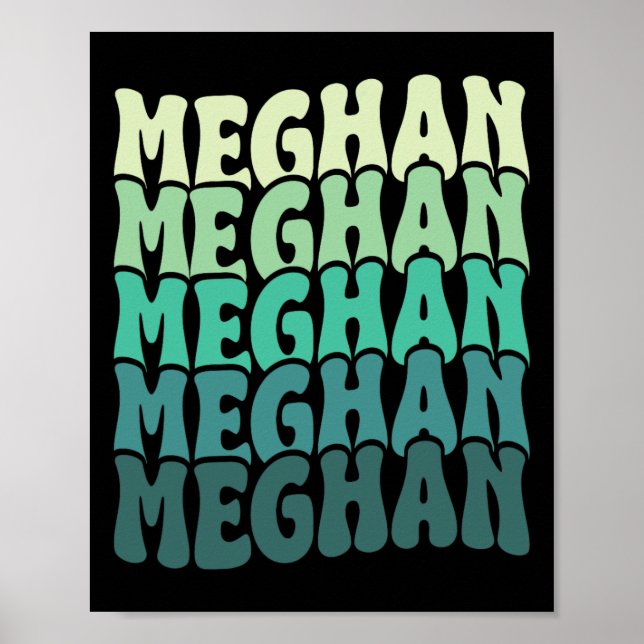 Poster Nome Personalizado Meghan I Love Meghan Groovy ano (Frente)