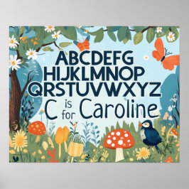 Poster Nome Personalizado Meninas Enfermeiro Alphabet
