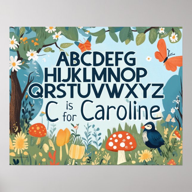 Poster Nome Personalizado Meninas Enfermeiro Alphabet (Frente)