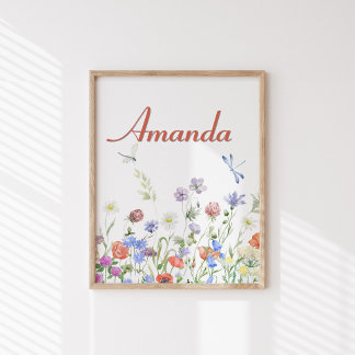 Pôster Nome Personalizado Personalizado do Wildflower