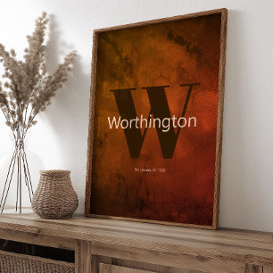 Poster Nome Personalizado Rústico Western Farmhouse Sobre