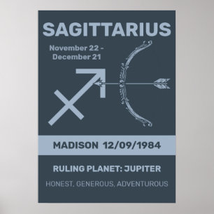 Poster Nome Personalizado / Sagitário de Sinal de Zodíaco