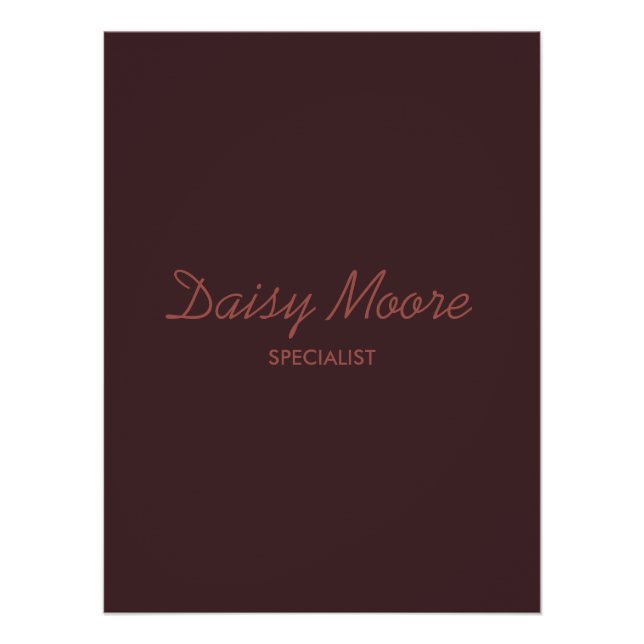 Pôster Nome personalizado simples e marrom (Frente)