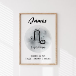 Pôster Nome personalizado Zodiac personalizado do Caprico