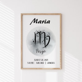 Pôster Nome personalizado Zodiac personalizado do Virgo