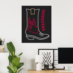 Poster Nome Personalizável de Arranque do Neon Cowboy