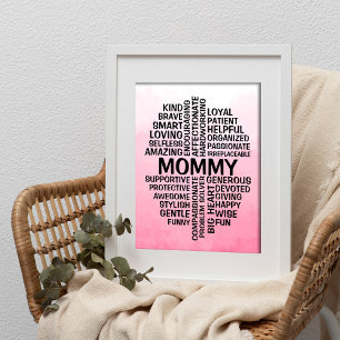 Poster Nome Rosa da Nuvem da mamãe Palavra