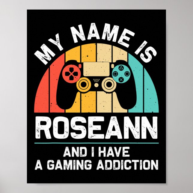 Poster Nome Roseann Presente Personalizado Engraçado Jogo (Frente)