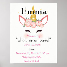 Poster Nome temático Unicorn que significa manutenção