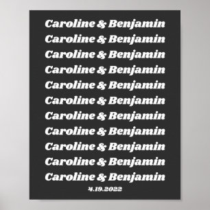 Poster Nomes de Casais brancos pretos de texto retrô mí