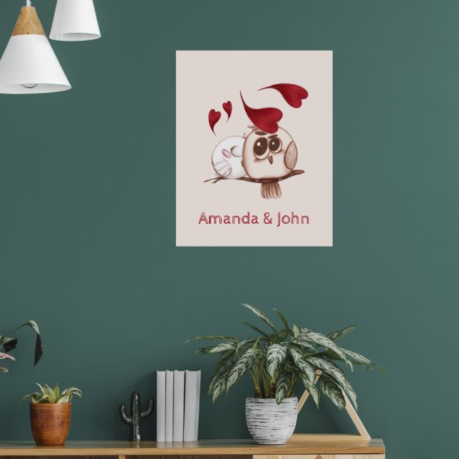 Poster Nomes de Casais de Corujas de Cuta Personalizados (Sala de Estar 1)