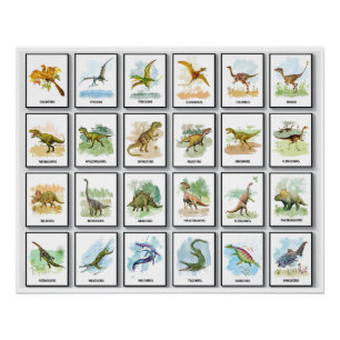 Pôster Nomes de dinossauros Glossy Poster