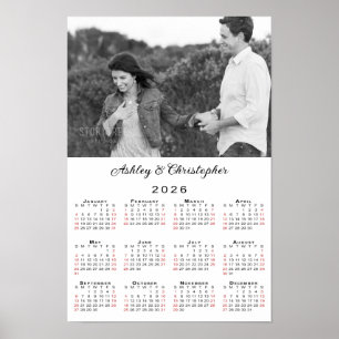 Poster Nomes de Fotos de Casal Elegante Calendário 2026
