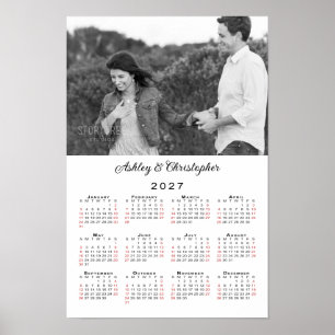 Poster Nomes de Fotos de Casal Elegante Calendário 2027