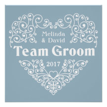 Nomes personalizados do Team Groom e poster de cas