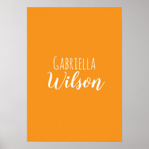 Poster Nomes personalizados laranja minimalista moderno