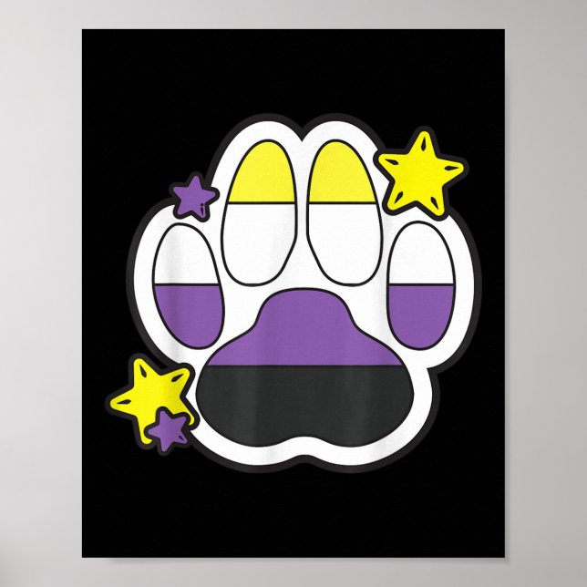 Poster Non Binary Furry Paw Lgbtq Month Gay Rights Pride  (Frente)