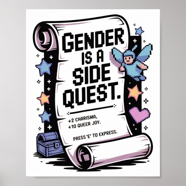 Poster Non-binary Gamer Gender Is A Side Quest Video Game (Frente)