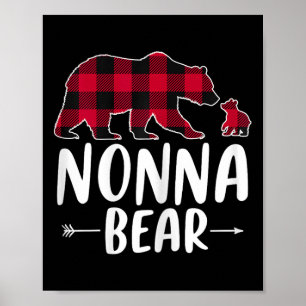 Poster Nonna Bear Christmas Pajama Red Buffalo Xadrez