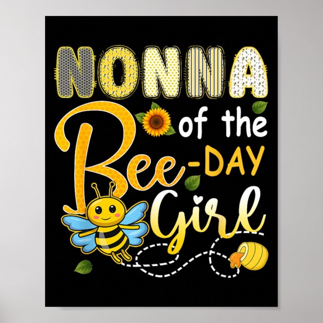 Poster Nonna da Menina do Dia do Mel Funny Bee Aniversári (Frente)