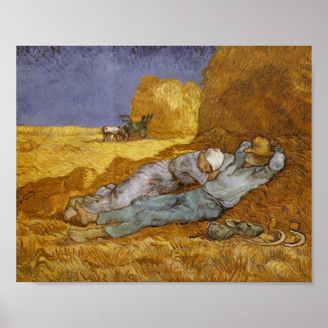 Pôster Noon Rest from Work (Millet) Van Gogh Fine Art (Frente)
