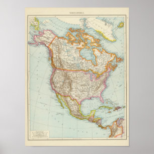 Pôster Nordamerika - mapa norte-americano